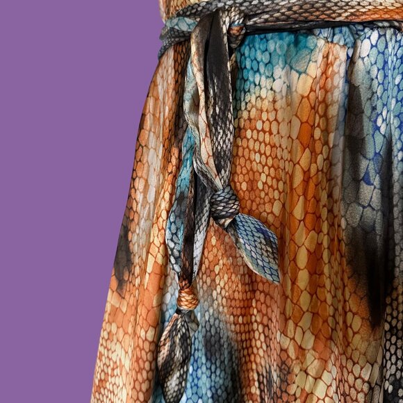 Boston Proper Python Melange Maxi Halter Dress 6 Whimsical Flowing Cruise NWT - Picture 7 of 15